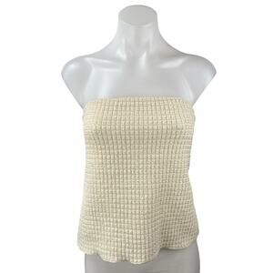 NEW Dissh Alex Cream Strapless Sleeveless Bandeau Textured Blouse Top Size XL